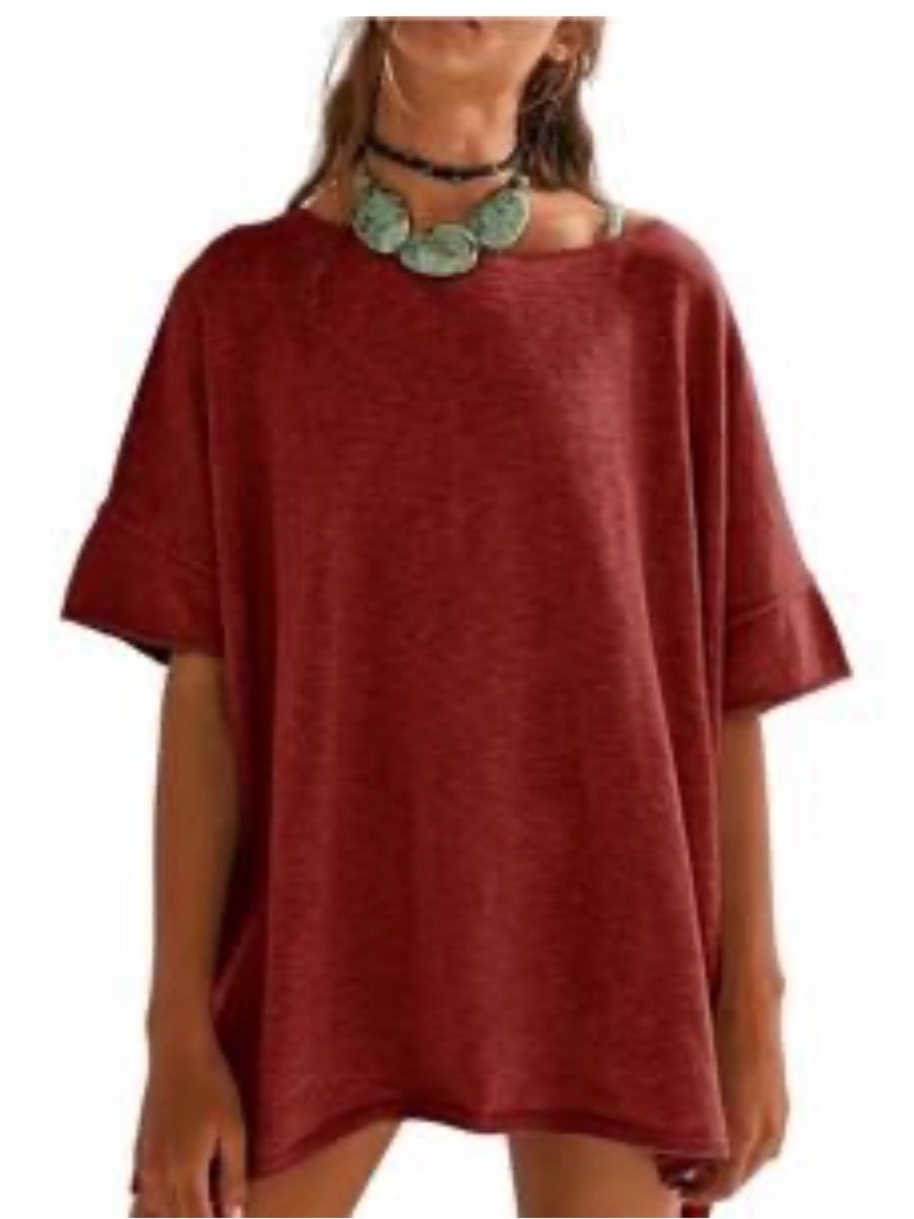 Free People Oversized Short Sleeve Top Cotton/Linen Blend